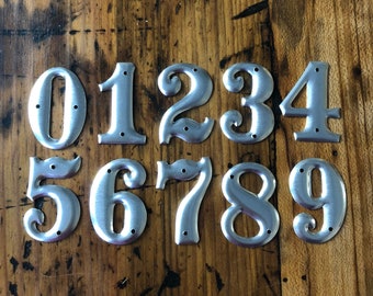 Vintage address numbers - 1.5" small metal number - sign number - industrial metal- small number charm telephone pole number - number set