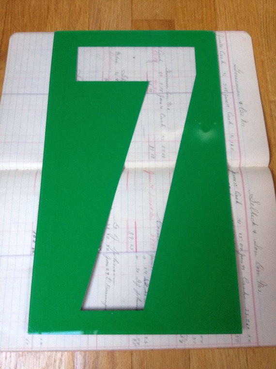 Vintage green  plastic number 7 – Plexiglas number -  gas station number – large plastic number – wedding number – salvaged sign number