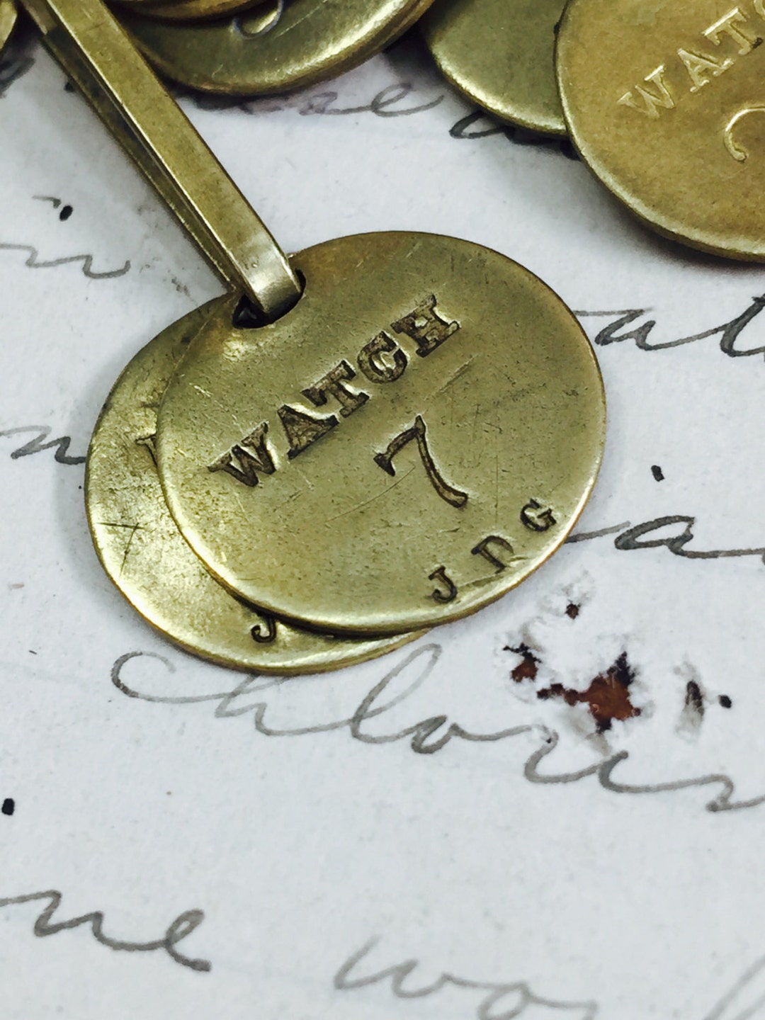 Antique Numbered Watch Repair Brass Tags Vintage Room Key Tags Tool