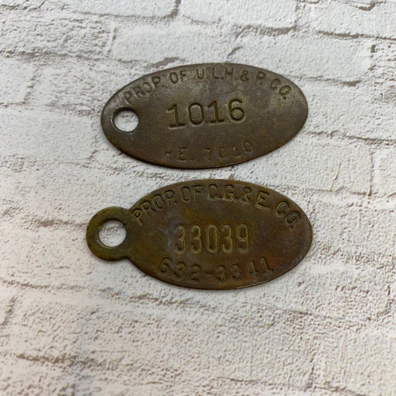 Vintage Oval brass tag - Two styles to choose from - vintage numbered tags - tool tags - steampunk brass tag - brass tag