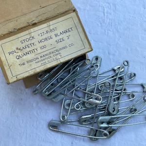 Antieke Nikkel Messing paardendeken pin - EEN geoxideerde Vintage grote veiligheidsspeld - vintage wasspeld - risdon pin -enorme veiligheidsspeld -reus