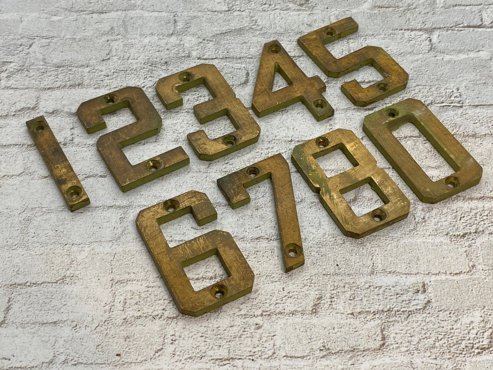Vintage House Numbers Your Choice Brass House Number Etsy