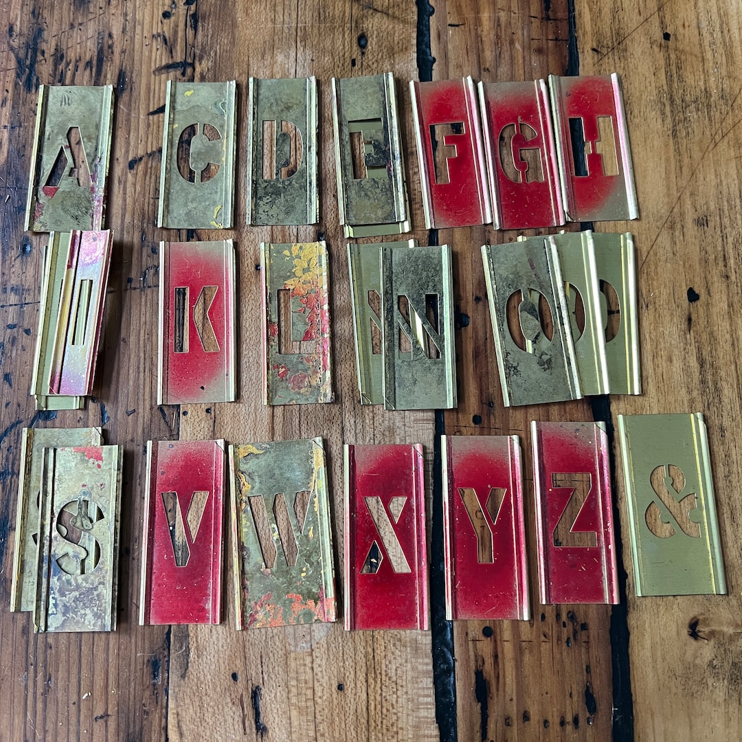 Antique Brass Stencil Letters and Numbers 2.5 Vintage Brass Stencil