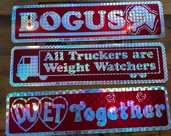 Hologram Bumper stickers - 3 to choose from - rad Red stickers - 70s 80s stickers