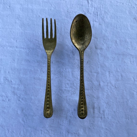 Spoon and Fork Handles Vintage brass drawer pull-  door pull - drawer pull -  brass drawer handle - brass