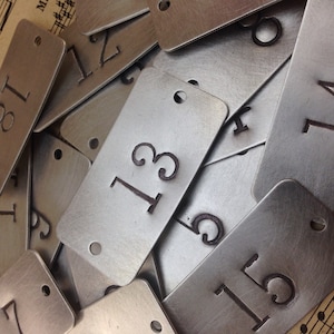 Silver locker number plates -  2&quot;x1&quot; locker number tags - aluminum number plates - hotel room numbers - silver numbered tags - numbers