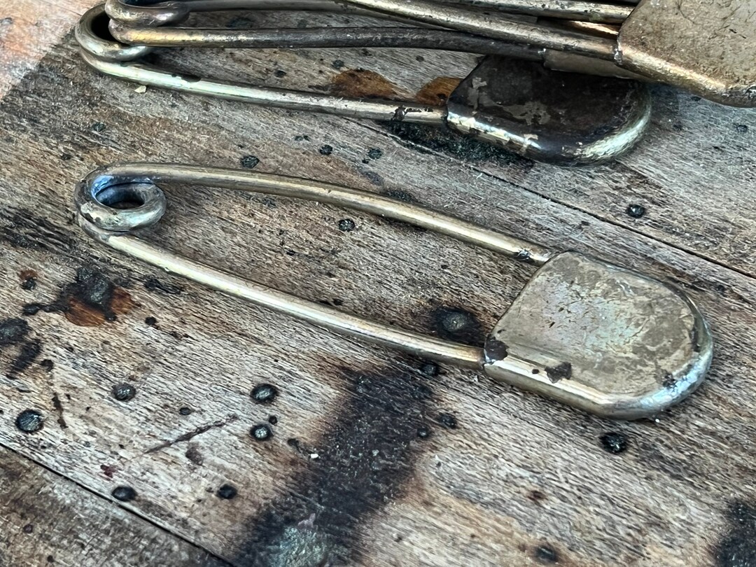 4 Antique Blanket Pin Horse Pin Kilt Pin Large Safety Pin Silver Pin