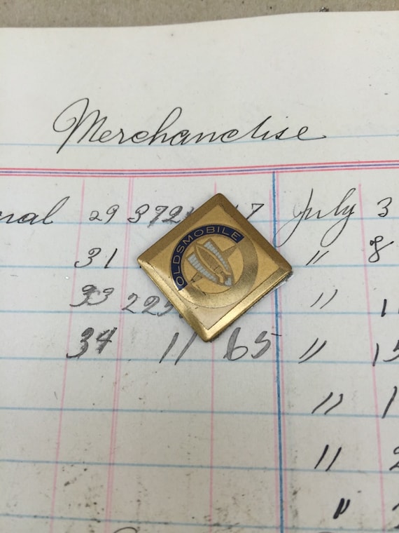 Vintage oldsmobile brass emblem - auto decal emblem - vintage small keychain badge - brass car keychain logo