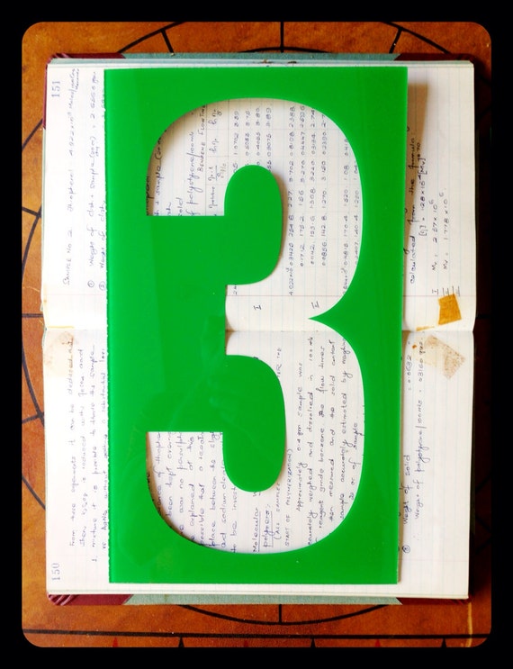 Vintage green  plastic number 3 – Plexiglas number -  gas station number – large plastic number – wedding number – salvaged sign number