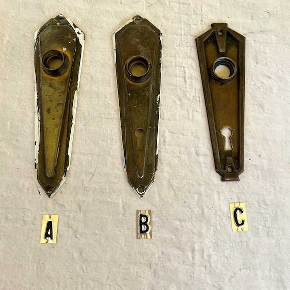 Vintage door plate - keyhole - escutcheon plate - doorbell- door knob - brass metal