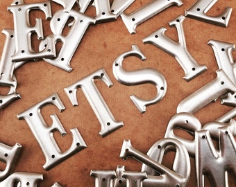 Vintage Metal letters - 1.5&quot; alphabet premax– telephone pole letter - address letters – industrial letter – house letter – silver metal sign