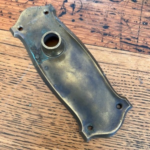 Vintage door plate - knob back plate keyhole - escutcheon plate - doorbell- door knob - antique architectural hardware - salvaged door