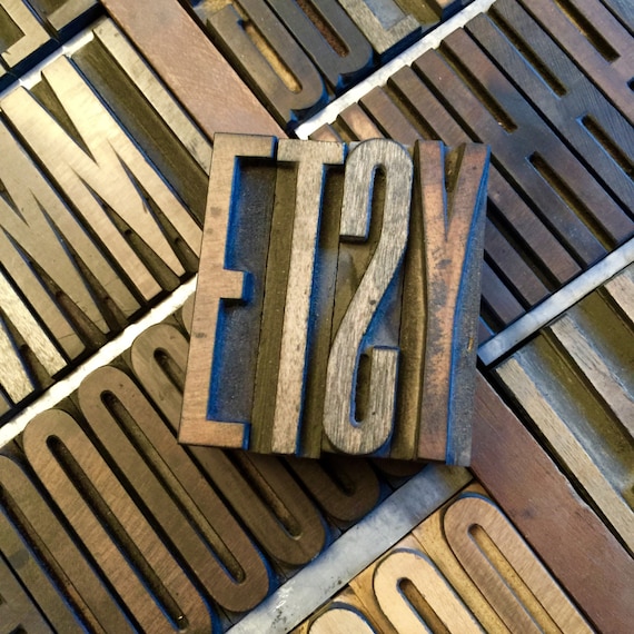 Tall Skinny WOODEN Letterpress Printing blocks 2.5" antique - Your Choice- wood letterpress type - vintage wood letter - wood alphabet