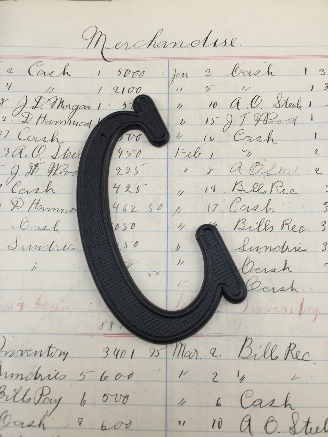 Small Black Metal letter C Vintage metal house letter salvaged sign