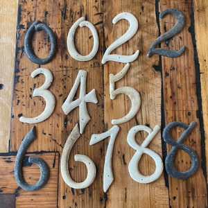 Vintage Reflective metal number - heavy cast Aluminum Letter - address number - white vintage sign letter - old metal letter -