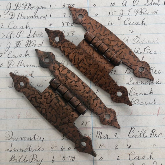 Vintage Hammered Copper Kitchen Cabinet Hinge Door Retro Hardware
