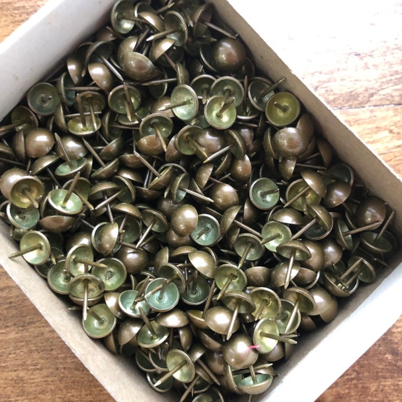 Set of 20 Antique Steel Thumb Tacks Vintage Furniture Etsy