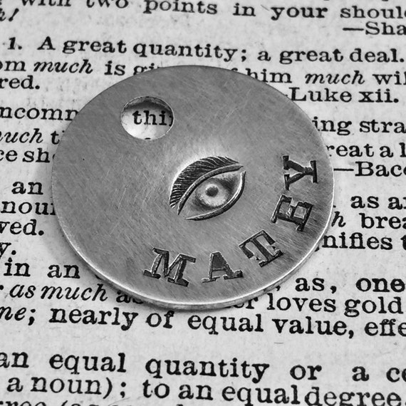 Custom hand punched AYE MATEY pendant - funny pun pirate gift - nerd gift - hand stamped necklace charm - pirate charm handmade gift -