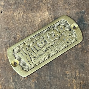 White Clad Brass name plate - industrial brass plate - brass ID plate - antique brass plate - brass name plate - vintage machine plate  -