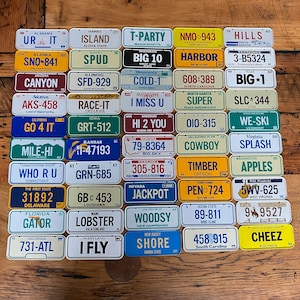 Vintage 1982 Bike License Plates - Choose your state - Bike Plate - Cereal Box prize - 5&quot; plate - Embossed plates