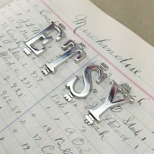 Vintage silverMetal letter charms - small metal alphabet charm - small silver letter pendant - monogram necklace charm - silver letter charm