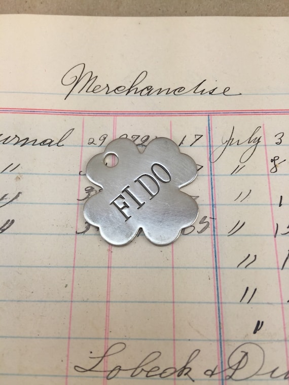 Custom hand punched Pet Tags -  dog ID tags - hand punched cat and dog tag - clover tag - tool tag -  vintage pet metal tags