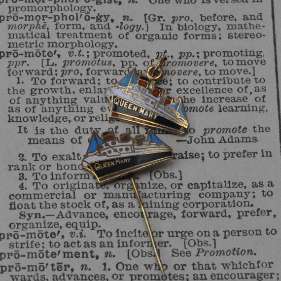 Queen Mary Ship lapel Stick Pin or Charm - Ship - ocean Liner boat hotel - ship pins - enamel pin