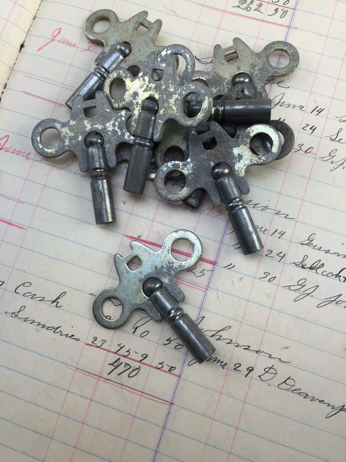 Antique Clock Key vintage silver clock key steampunk clock pendant vintage key charm