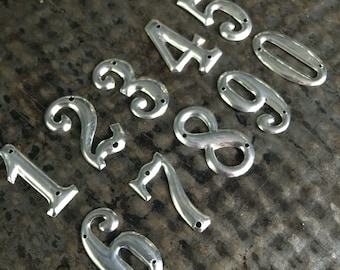 Industrial metal numbers 1" - small vintage metal numbers – salvaged address number – vintage house numbers – sign numbers – silver numbers