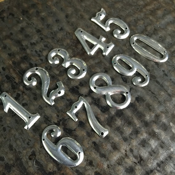 Industrial metal numbers 1" - small vintage metal numbers – salvaged address number – vintage house numbers – sign numbers – silver numbers