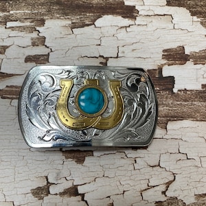 Zilveren metalen cowboy Riem Gesp - Paardenschoen en stenen riem gesp - zilver Metalen vintage riem gesp - westerse paard riem gesp