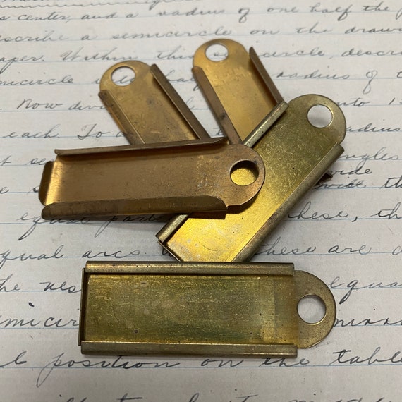 Vintage Brass key tag label holder - Steampunk pendant brass tag - antique brass key chain - vintage brass key fob - metal label holder