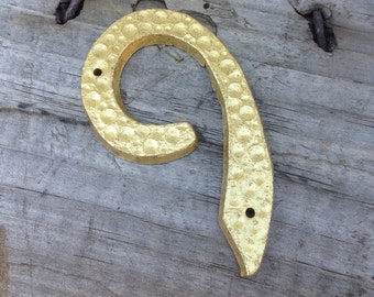 Vintage house numbers - brass colored House Number six 6 or nine 9 - salvaged address Number -