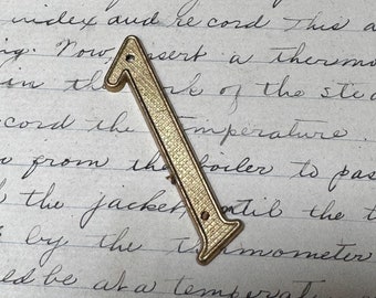 Vintage house numbers - brass House Number  1 one - salvaged address Number - large brass number - heavy brass - brass sign number