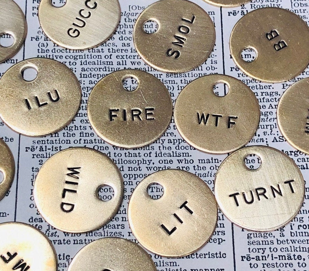 Custom Hand Punched Brass SLANG Cool Popular Slang Hand Etsy