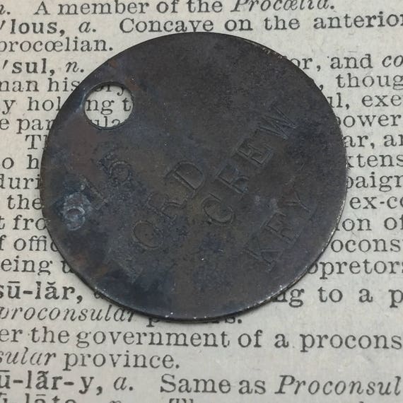 Vintage Key tag Antique brass tag - industrial  tag - steampunk metal tag - Brass tags - steampunk brass tag - round brass -