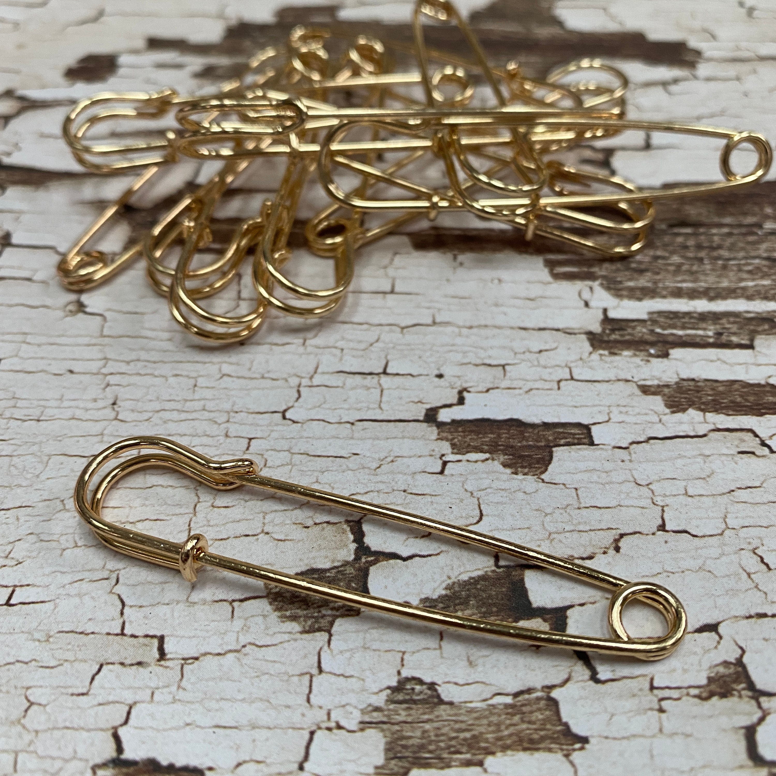 10pcs Extra Large Gold Strong Heavy Duty Safety Pins Craft Jewelry