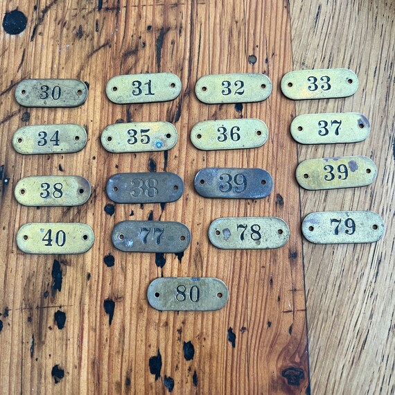 Antique Numbered Brass Tags Locker Tag Vintage Theater Tag | Etsy