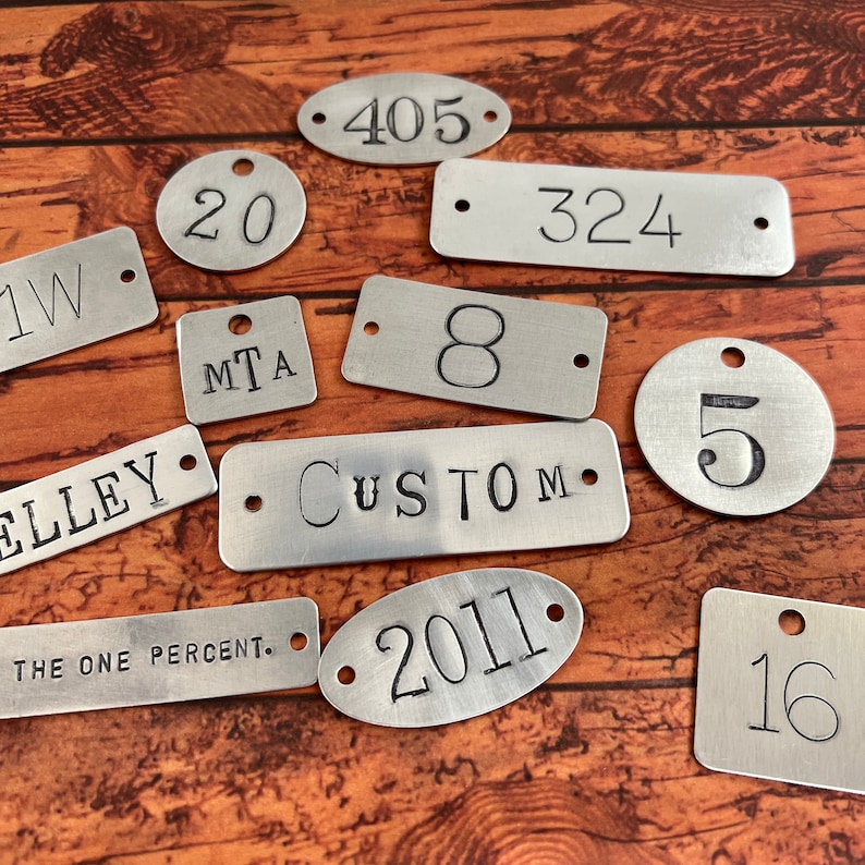 Custom Hand Punched Aluminum Tag Hand Stamped Key Tag Key Etsy