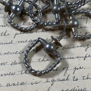 Vintage silver picture hanger - drawer pull - old chrome hanger - ornate hanger - small silver handle