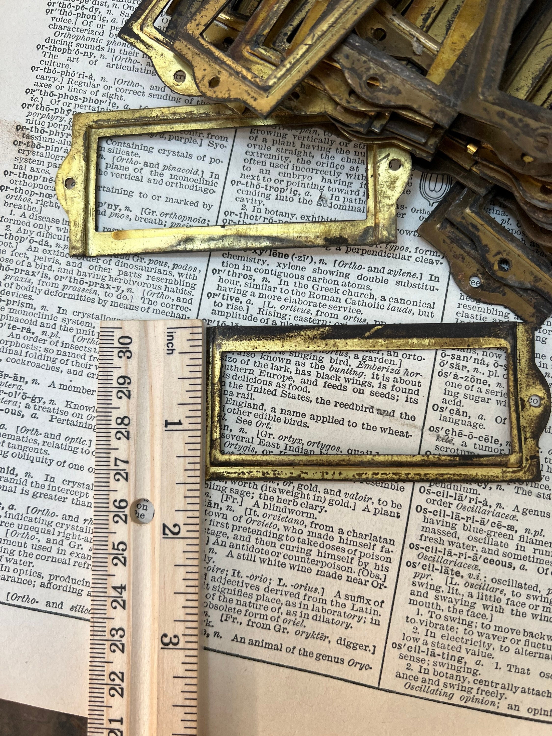 Vintage Brass Label Holders for Drawers Authentic Antique Etsy