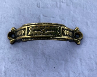 Vintage brass drawer pull -  door pull - antique drawer pull - Made In NZ brass drawer handle - brass