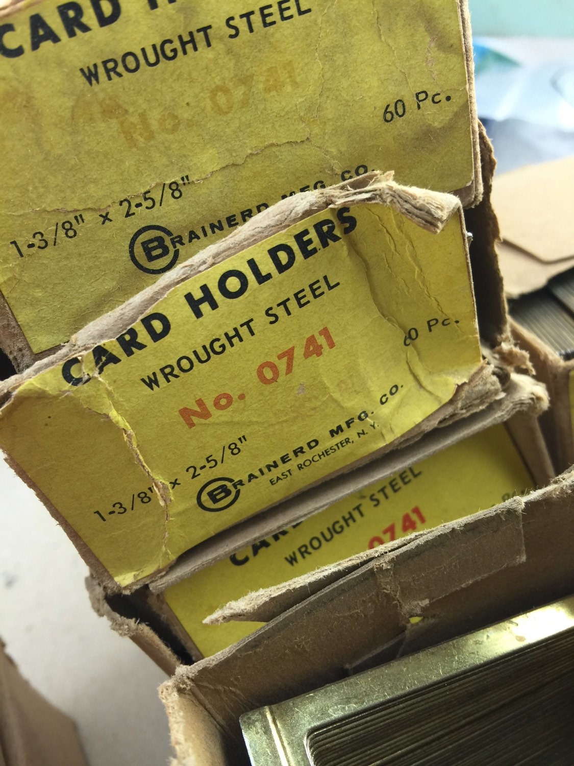 Vintage brass label holders for drawers antique drawer pull tag