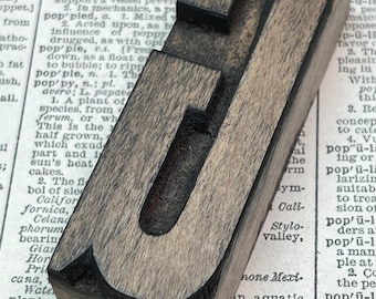 Wood letterpress Letter G - 3” tall - Antique WOODEN Letterpress Printing block- wood number