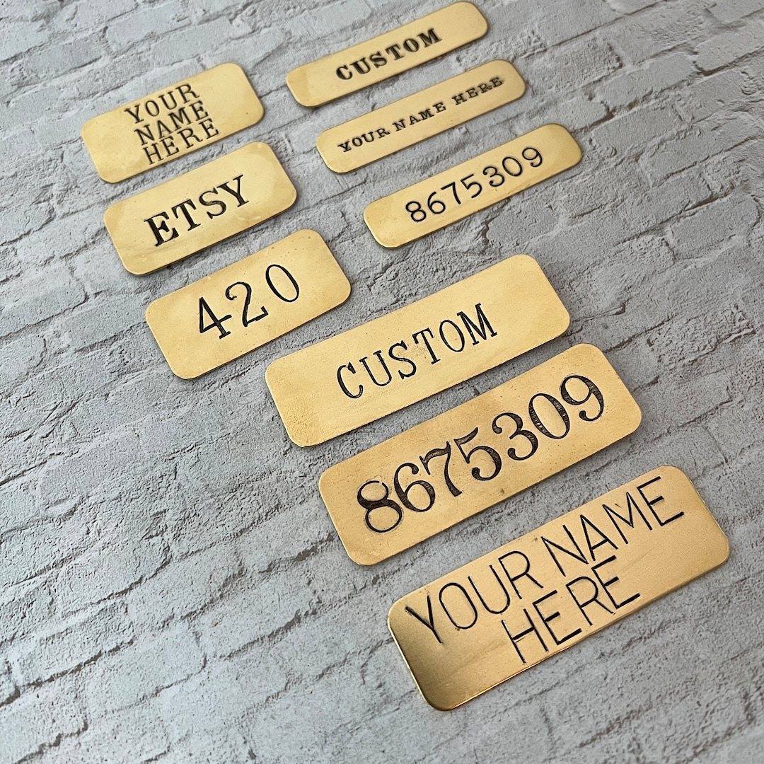 Custom Hand Punched Brass Tag NO Holes hand Stamped Key Tag Label Urn