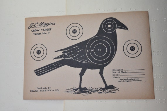 Vintage J.C. Higgins Crow Target - Paper Target No. 7 - Sears Roebuck Shooting target - Vintage rifle target - Hunting target