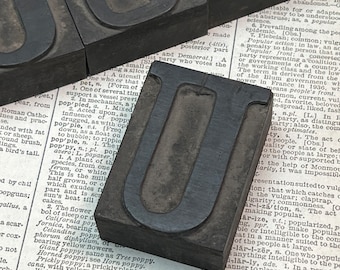 Wood letterpress Letter U - 2” tall - Antique WOODEN Letterpress Printing block- wood number