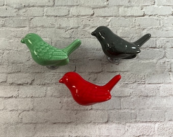 Keramik Vogel Schrankknöpfe - bunte Vogel Schrankgriffe - VogelTürknopf - Keramik Vogelgriff
