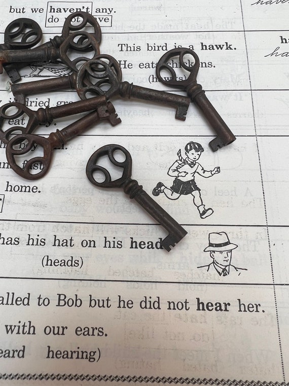 Small Vintage Handcuff Key Vintage Key for Handcuffs Vintage Hollow Barrel  Key Charm Steampunk Key Rustic Skeleton Key 