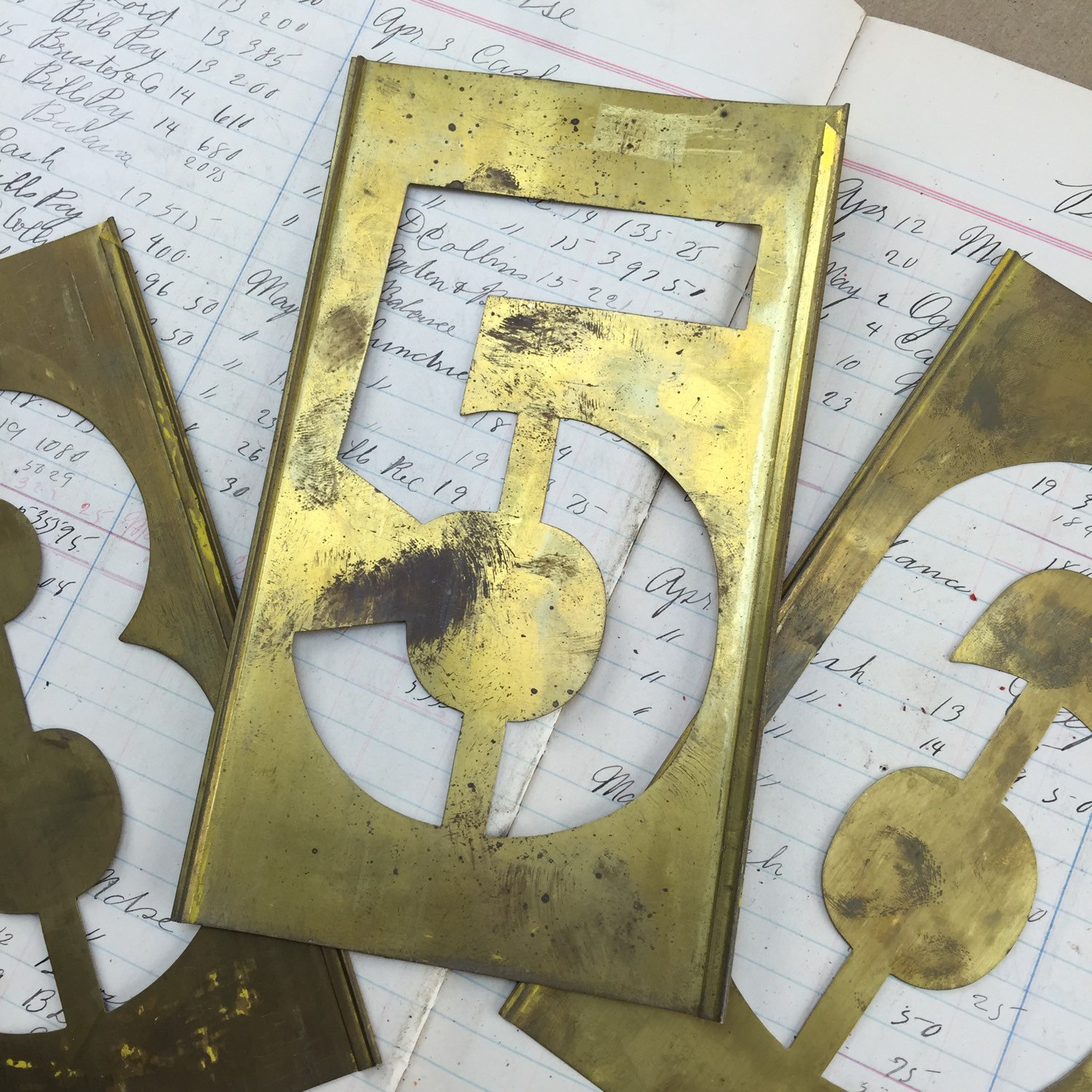 Antique Brass stencil Numbers Vintage brass stencils industrial stencil metal stencils